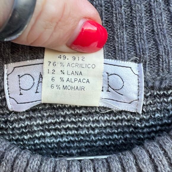 Vintage Panther Gray Black Houndstooth Plaid Wool Alpaca Mohair Sweater MEDIUM? - Picture 3 of 8